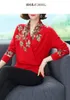 Women's Sweaters Floral Sweater 2023 Autumn Winter V-neck Knitted Pullover Long Seeve Mother's