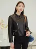 Women's Leather Cropped Genuine Jacket For Women 2023 Trend High-end Slim Zipper Stand Collar Real Sheepskin Motorcycle Jackets
