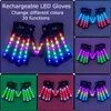 Gants sans doigts 1 paire de gants lumineux LED rechargeables accessoires de fête lumineux gant clignotant lumineux Costume de scène DJ Bar fournitures changement de couleur 231007