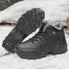 Botlar büyük boy açık yürüyüş erkekleri kaymaz dantel yukarı tırmanma kış siyah sıcak kürk spor ayakkabı trekking ayakkabı