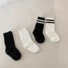 Crianças meias de algodão esporte escola estudantes preto branco para meninos meninas desleixado bebê criança 110y 231007