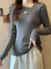 Kobiety swetry jesienne zimowe wełniane swetra pullover dziewczyna pusta puff rękawy wysoki rozciągający szczupły baza bazowa top jumper
