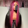 Бразильский Розовый Яркий Цветной Парик 360 Парики из натуральных волос на кружеве спереди HD Прозрачный парик на фронтальной части шнурка Длинный прямой синтетический парик для женщин