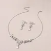 Halskette Ohrringe Set süße CZ Steine Blumen Anhänger Hochzeit Verlobungen Party Brautjungfer Zubehör Bijoux Femme