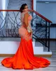 Aso Ebi Arabic Orange Mermaid Mother Of The Bride Dresses 2024 Crystals Beaded Evening Prom Formal Party Birthday Celebrity Mother Of Groom Gowns Dress