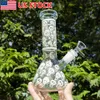 8 INCH White Skull Glass Bong Water Pipe Hookah Smoking Pipe + 14mm Glass Bowl