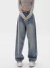 Damesbroek Y2K Dames Vintage Streetwear Koreaanse Baggy Lichtblauwe Jeans Hoge taille Rechte wijde pijpen Denim Broek Grunge Alt Kleding