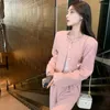 Women's Two Piece Pants Korean Knit Set Faux Mink Velvet Sweet Sweater Jacket Ladies Fashion Elastic Waist Pink Trousers 2 Suit