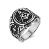 Mannen Vintage Masonic Ring Mason symbool lid goud roestvrij staal Punk Mason sieraden maat 7- 14258I