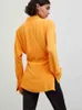Women's Blouses Women 2023 Autumn Fashion Lashing All-Match Long Sleeve Shirt Chic Back Cross Slim Look Lapel Hidden Button Top Mujer
