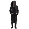 Men's Trench Coats Fashion Long Open Stitch Overcoats Hooded Casual Ruffles Solid Color Cloak Cape Coat Outwear Clothing