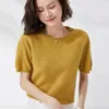 Womens Sweaters Pullover Spring/Summer Wool Sweater Short Sleeve Casual Solid Color Round Neck T-Shirt Ladies Top