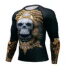 Mens Fitness T Shirt Quick Dry Compression Sport T Shirt Men Running Gym Tops 3D Skull Print T Shirt MMA Aztec SPARTA LJ2008272680