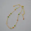 Choker LONDANY Necklace Fashion Light Luxury Simple Asymmetric Arrangement Colorful Gem Brass High Grade Feeling Temperament