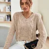 Camisolas femininas outono sólido quente fino camisola de malha mulher casual manga longa v pescoço pullovers mulheres inverno moda coreano malhas topo