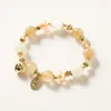 Charm Bracelets Moonlight White Crystal Bracelet With Golden Hair For Prosperity