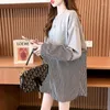 Pulls pour femmes Pull coréen Pull à rayures cousues Fat Mm Automne Lâche Style paresseux Mode Top Kawaii Vêtements Streetwear