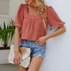 Women's Blouses Pullover Tops Quick Drying Summer T-shirt Breathable Versatile Trendy Pure Color Girl Tee Shirt