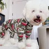 Hundkläder husdjur jumpsuit tunna valpkläder tryckt overaller stretchy ren bomullspyjamas för små hundar chihuahua poodle hemkläder