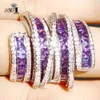 Solitaire Ring Yayi Jewelry Complex Design Amethyst 280pcs Zircon Silver Color Wedding Heart Valentine's Girls Rings 231007