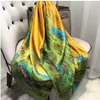 Foulards 2021 Design Marque Été Foulard en soie Femmes Peinture à l'huile Imprimer Printemps Chaud Lrage Hijabs Lady Pashmina Foulard Bandana317m