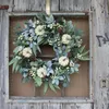 Flores decorativas ficar sozinho outono branco abóbora grinalda decoração para casa simulação porta pendurado para grill gelo anel floral