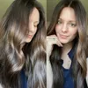 Synthetisch Warm Bruin Balayage Brunette Volledig Kant Natuurlijk Golf Premium Braziliaans Menselijk Haar Frontaal HD 13x6 Haarlijn 231007