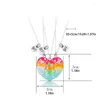 Pendant Necklaces 3Pcs/set Cartoon Magnetic Drip Oil Butterfly Heart-shaped Friend Necklace For Girls BFF Friendship Jewelry Gift