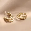 Hoop Earrings 14K Gold Plated Earring Lightweight Chunky Open Hoops Sterling Layers 3mm High Polished Hypoallergenic Round C