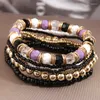 Bedelarmbanden Kymyad Boho 7 stks/set armband voor vrouwen Boheemse dameshand dunne rijstkralen elastische sieraden