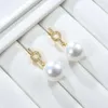 Carttiers Earrings Designer Jewelry Women Original Quality Buckle Pearl Pendant Money Buckle Earrings Tahiti Black Pearl Pendant Seawater Thick Gold Pearl