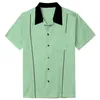 Mäns casual skjortor Sishion 2021 Gray Brown Green Men Shirt St118 Cotton Button Up Classic Retro Bowling Plus Size Short Slee301f