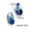 Dangle Küpe 2023 Moda Emaye Mavi Damla Yağ Oval Şekla Metal Alaşım Deyimi Kadınlar Vintage Mücevherat
