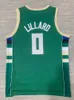 Mens 0 Damian Lillard camisetas de baloncesto verde blanco 75th City Jersey negro camisas cosidas S-XXL