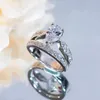 Pierścień Solitaire Luksusowa woda DOUBLE 2CT CYRKON 100 S925 SREBRING FORLING FOR WESSIDED PRZEDPOŁNIKA Propozycja Fine Jewelry Wysoka jakość 231007