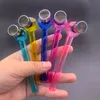 Wholesale Protable smoking pipe mini 11cm colorful Thick heady glass hand tobacco pipe for dry herb with metal screen bowl