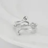 Cluster ringen 925 sterling zilver unieke gouden Snke ring voor vrouwen sieraden vinger open vintage handgemaakte allergie partij verjaardagscadeau