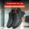 Safety Shoes Waterproof Men Boot Leather Safety Shoes Anti-smash Anti-puncture Work Shoes Lightweight Work Sneakers Indestructible Shoes 231007