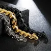 Fongten punk dragão cobra link corrente pulseira masculina 316l aço inoxidável preto ouro prata cor viking moda pulseiras jóias 2202s