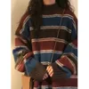 Womens Sweaters Harajuku Knitted Sweater Women Oversized Striped Knitwear Streetwear Vintage Patchwork Jumper Preppy Korean Casual Pullover 231007