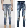 Jeans in denim da uomo Pantaloni in denim elasticizzati con gamba slim lavati artigianali pesanti vintage Cowboy multi patchwork270l