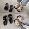 Pool Pillow Comfort Designer Slippers Velcro Sandals Luxury Calfskin Slides Flat Mules Summer Beach Slipper With Box size 35-45