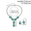 Necklace Earrings Set Vintage Bohemian Imitation Turquoise Pendant Necklaces For Women Ethnic Style Silver Color Meatl Casual Party Jewelry