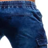 Hommes Streetwear été lâche poche latérale bleu Denim court mode Bermuda Hip hop mâle couleur unie décontracté joggers jeans shorts287R