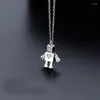 Pendants MloveAcc Real 925 Sterling Silver CZ Heart Minimalist Robot Pendant Necklace For Women Girl Punk Fine Jewelry Accessories