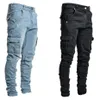 Jeans da uomo Pantaloni casual in denim di cotone Pantaloni multitasche cargo Jeans da uomo New Fashion Denim Pantaloni a matita Tasche laterali Cargo Y0127208h