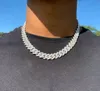 14mm Iced Cuban Link Prong Chain Necklace 14K White Gold Plated 2 Row Diamond Cubic Zirconia Jewelry 16Inch24Inch Cuban Chain7818968