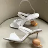 Chaussures de robe été 2023 en forme d'oeuf et de passerelle mode sandales à talons hauts vêtements d'extérieur en cuir pour femmes