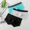 Underpants Sexy Underwear Boxer Shorts Men Seamless Striped Ice Silk U Convex Big Pouch Flat Angle And