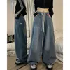 Dżinsy damskie Spring Women Vintage worka elastyczna ta talia ponadwymiarowa amerykańska spodnie dżinsowe szerokie nogi streetwear proste podstawowe spodnie Y2K 231007